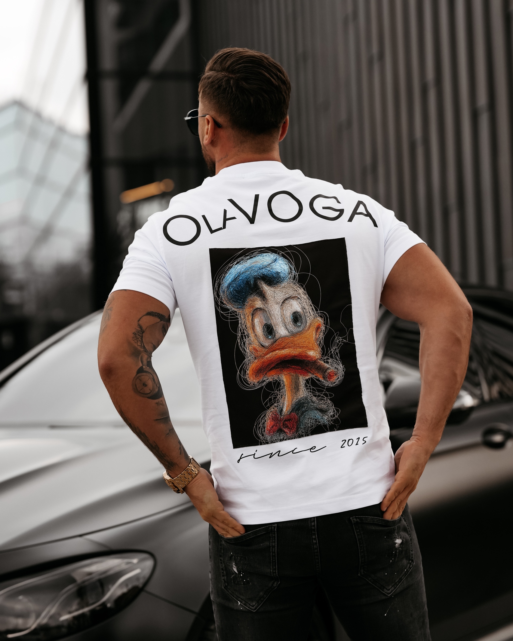 T-shirt męski oversize Ducky Ola Voga biały