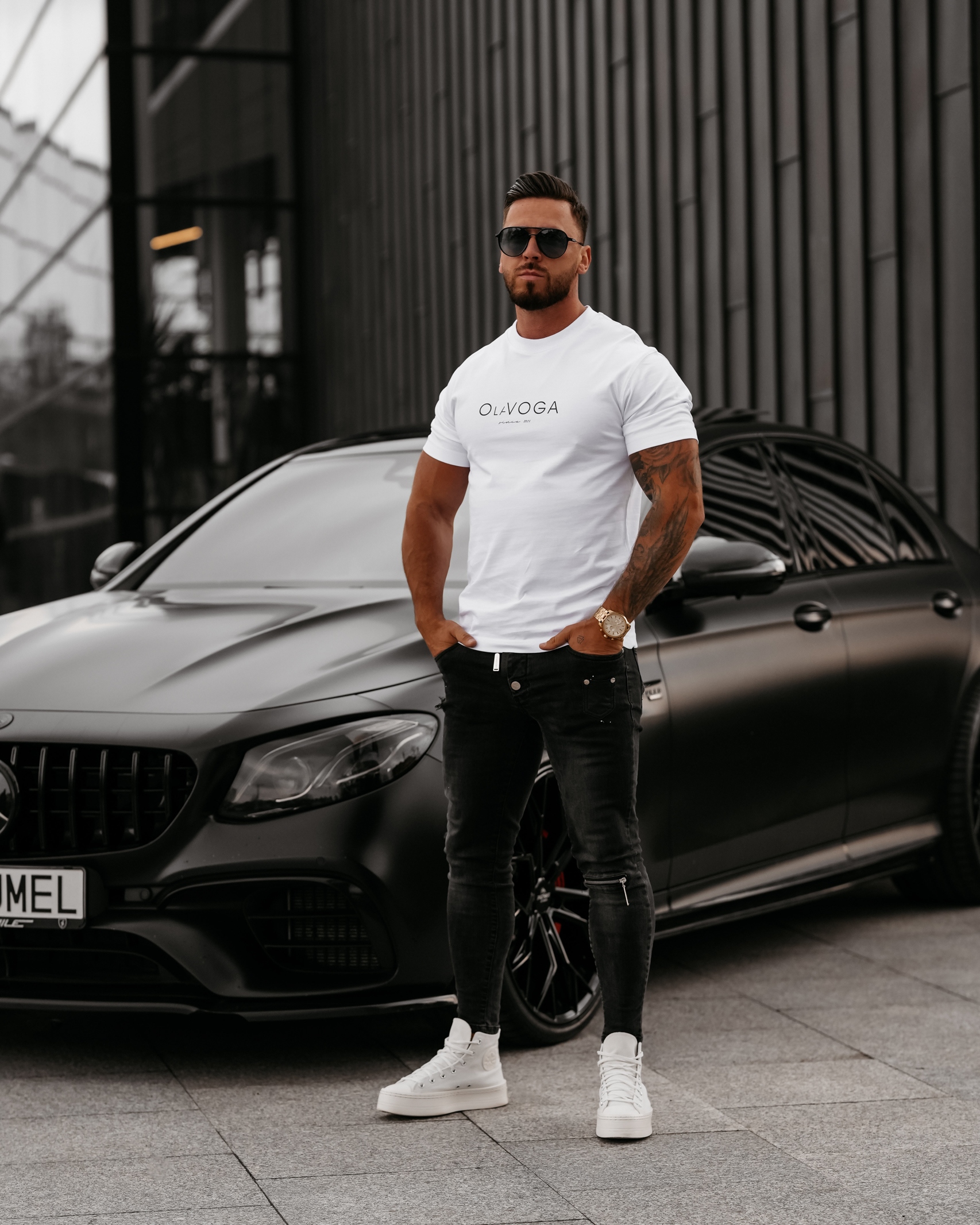 T-shirt męski oversize Ducky Ola Voga biały