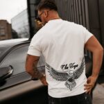 T-shirt męski z haftowanym logo STRENGHT OLAVOGA ecru