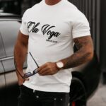 T-shirt męski z haftowanym logo STRENGHT OLAVOGA ecru