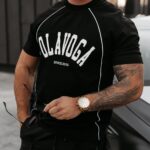 T-shirt męski z lampasami GORDON OLAVOGA czarny