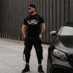 T-shirt męski z lampasami GORDON OLAVOGA czarny