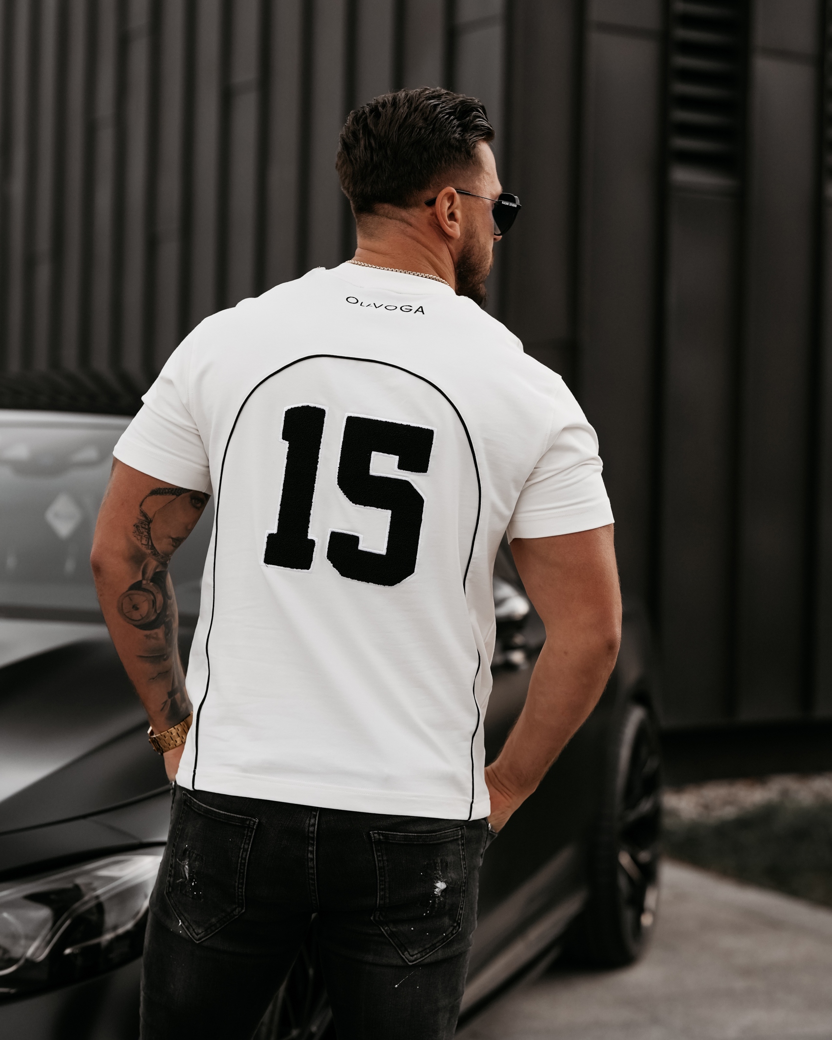 T-shirt męski z lampasami Gordon Ola Voga ecru