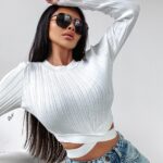 Bluzka top przylegająca Emeli Ola Voga ecru