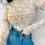 Body z półgolfem Tess Ola Voga beż-ecru