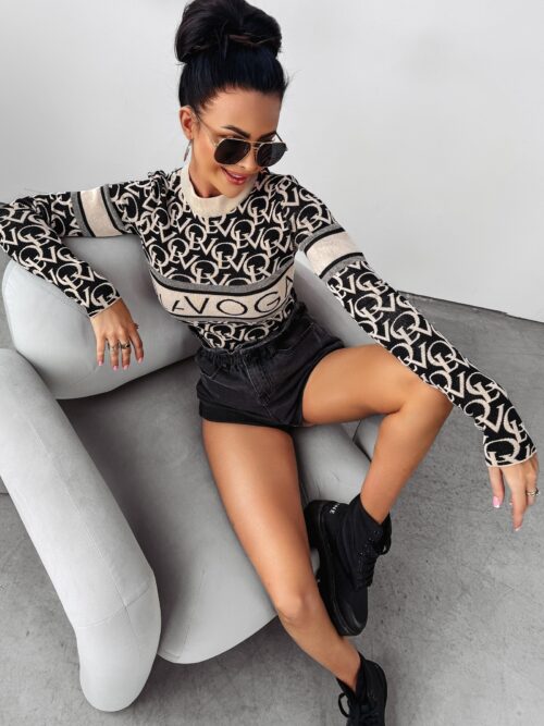 Body z półgolfem Tess Ola Voga beż-czarny