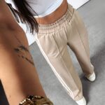 Spodnie z przeszyciami Neimy Ola Voga beż