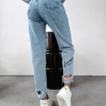 Spodnie mom jeans Mouse Ola Voga niebieskie