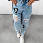 Spodnie mom jeans Mouse Ola Voga niebieskie