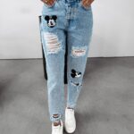Spodnie mom jeans Mouse Ola Voga niebieskie