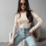 Body logowane Tess Ola Voga beżowo-ecru