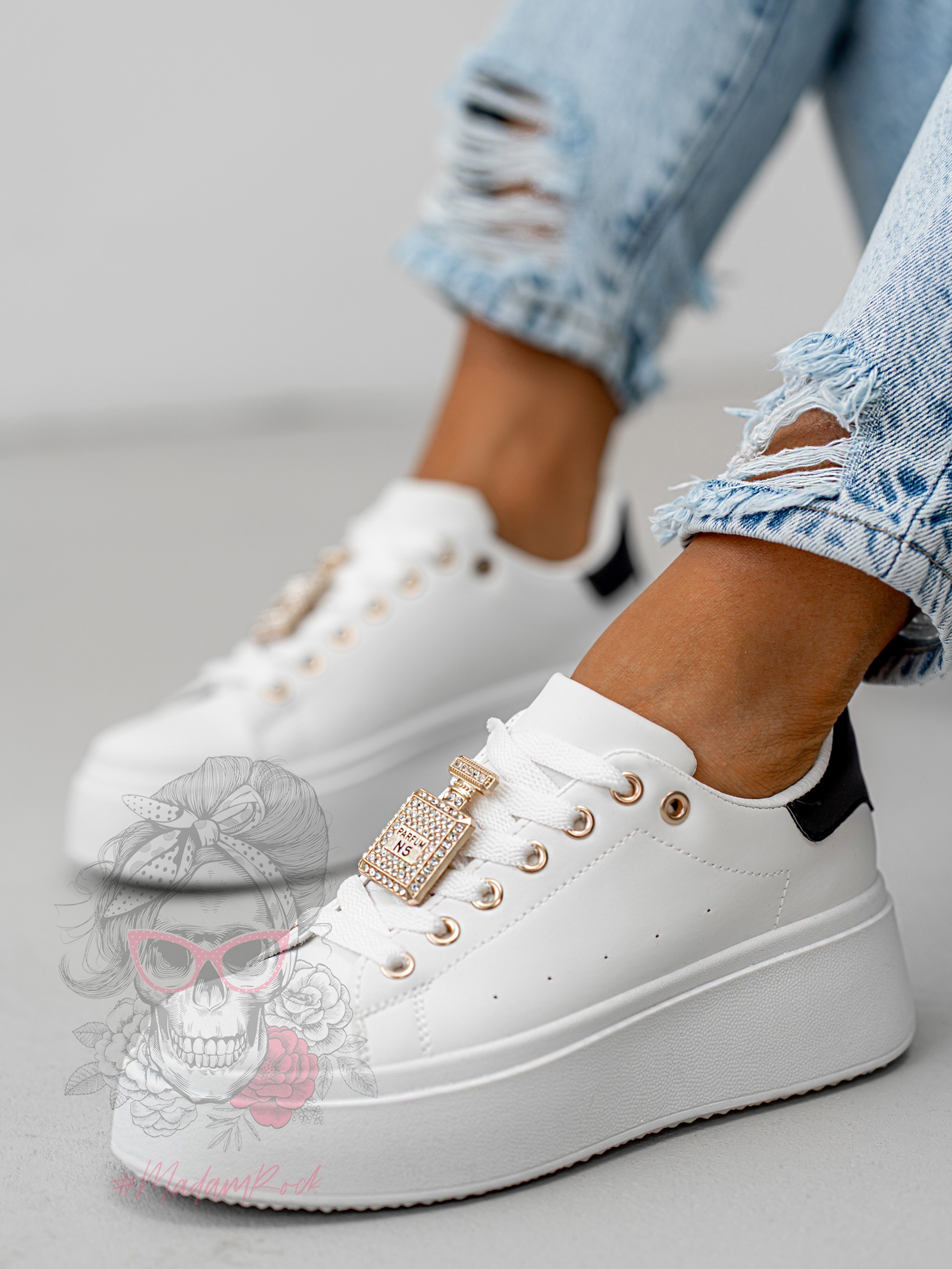 Buty sportowe Madam Perfium biało-czarne Buty sportowe Madam Perfium biało-czarne