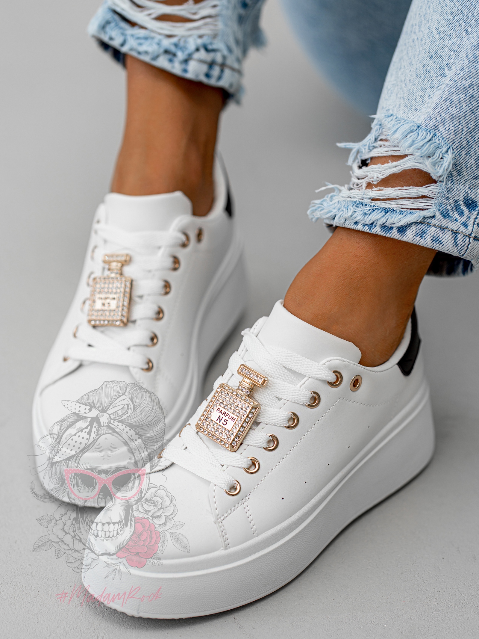 Buty sportowe Madam Perfium biało-czarne