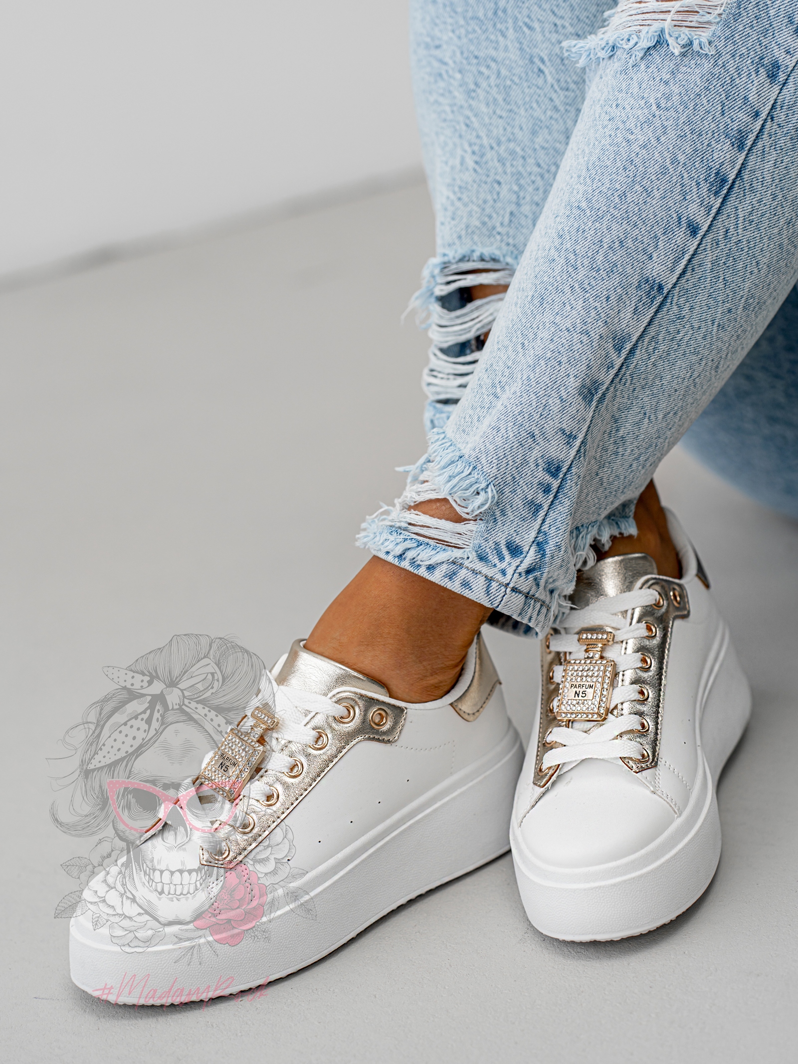 Buty sportowe Madam Perfium biało-złote Buty sportowe Madam Perfium biało-złote