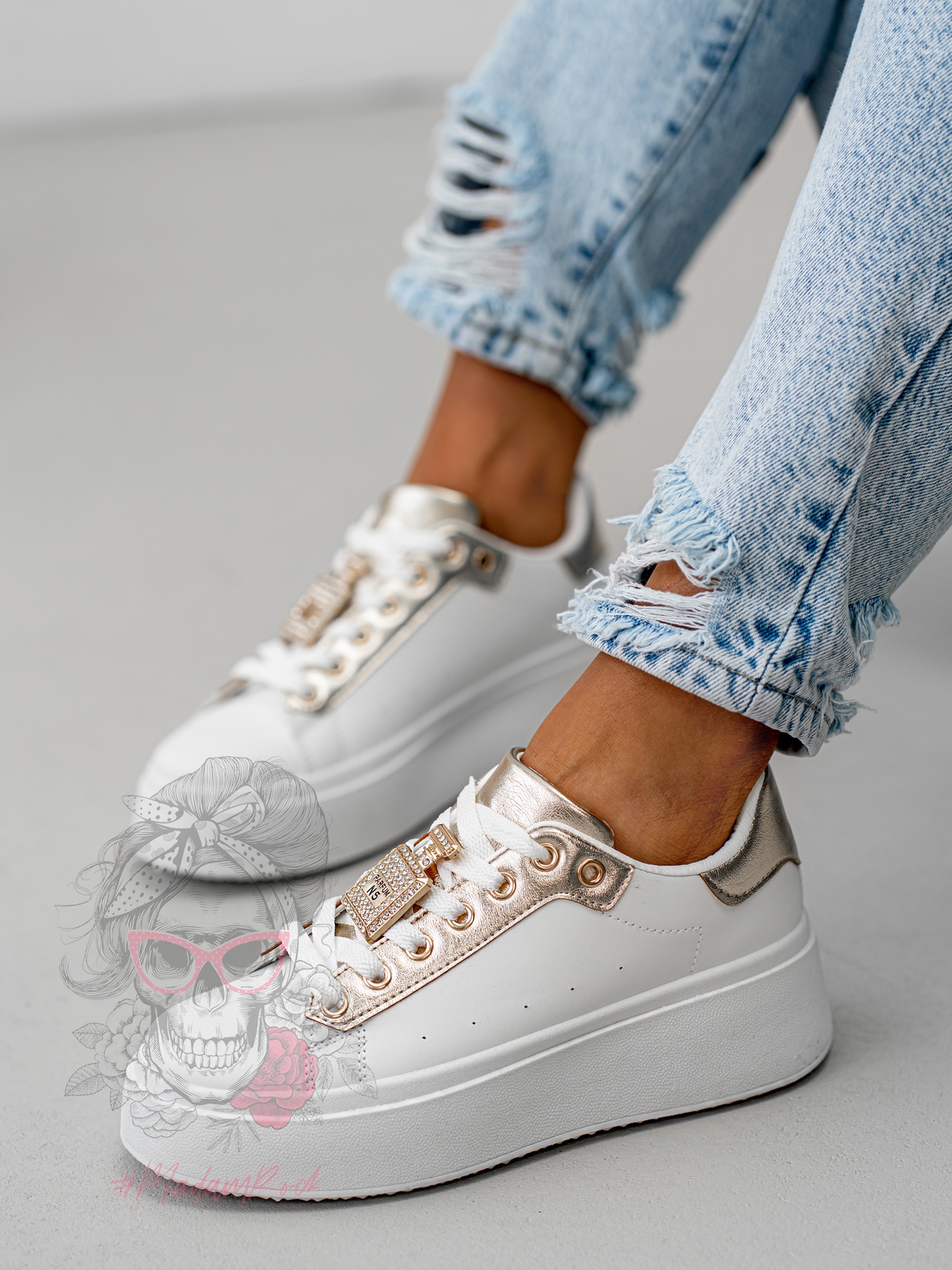 Buty sportowe Madam Perfium biało-złote Buty sportowe Madam Perfium biało-złote