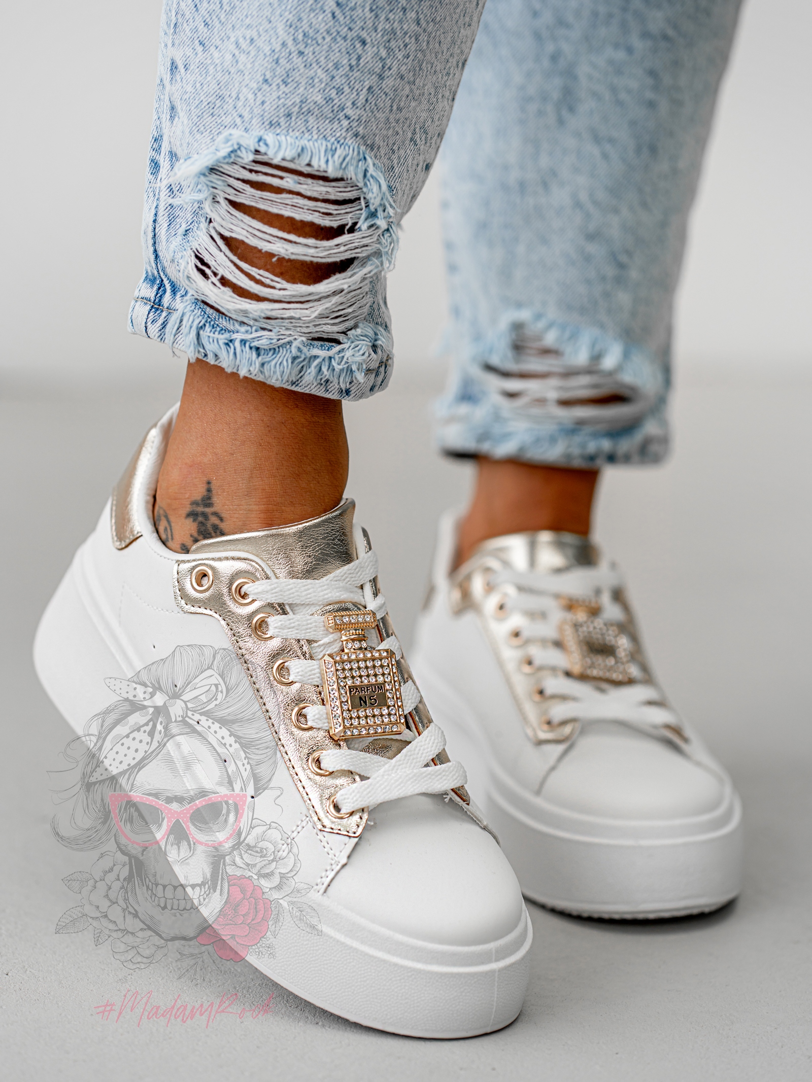 Buty sportowe Madam Perfium biało-złote Buty sportowe Madam Perfium biało-złote