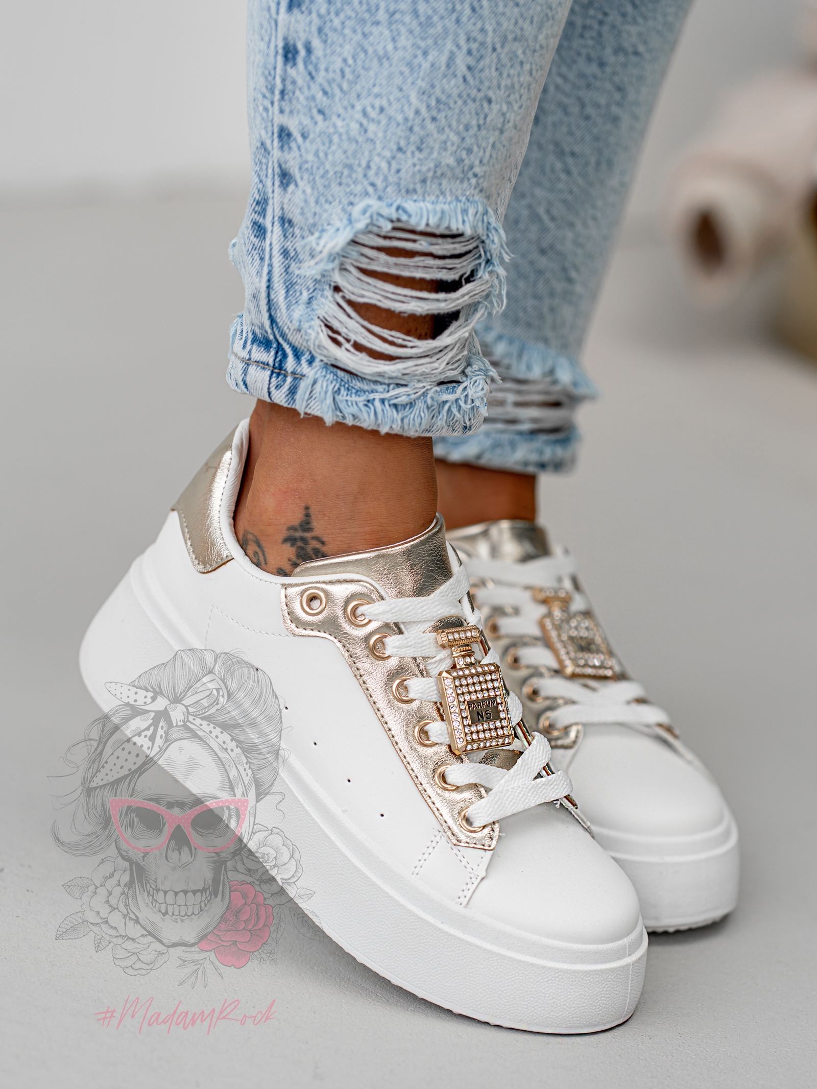 Buty sportowe Madam Perfium biało-złote