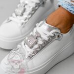 Buty sportowe Madam Perfium biało-srebrne