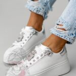 Buty sportowe Madam Perfium biało-srebrne