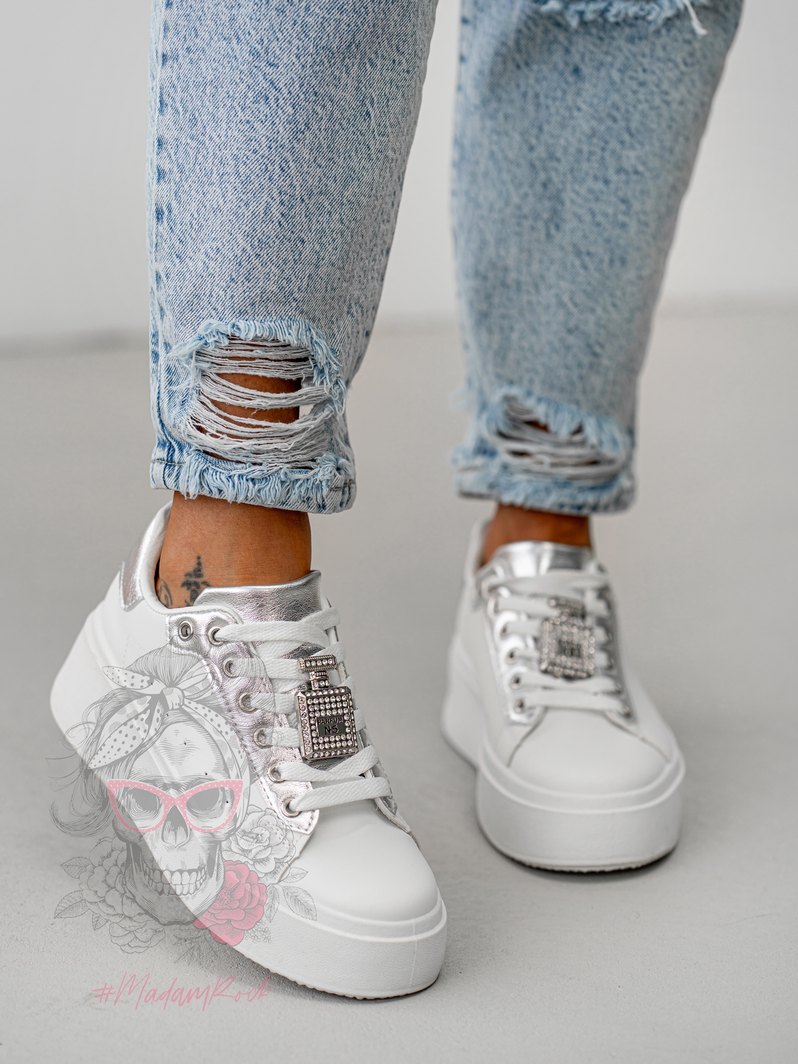 Buty sportowe Madam Perfium biało-srebrne Buty sportowe Madam Perfium biało-srebrne