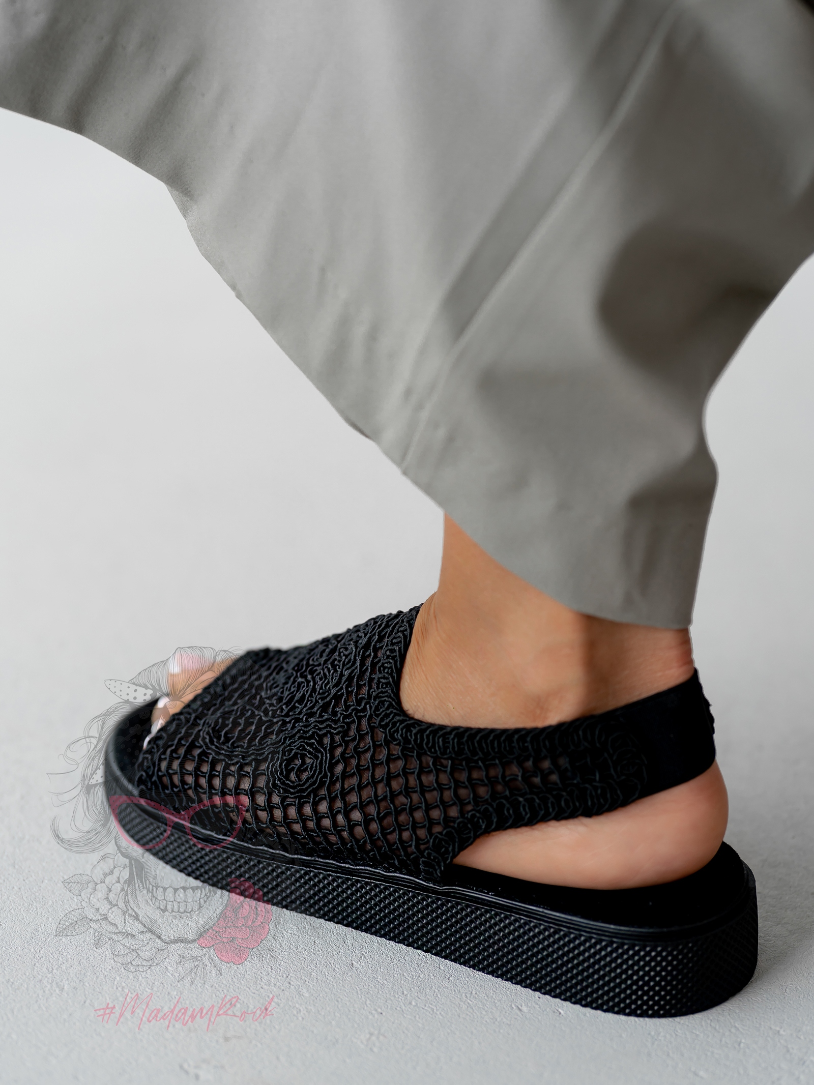 Sandały plecione Madam Hemea czarne