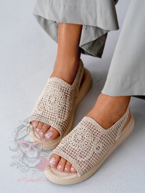Sandały plecione Madam Hemea beżowe