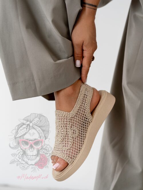 Sandały plecione Madam Hemea beżowe