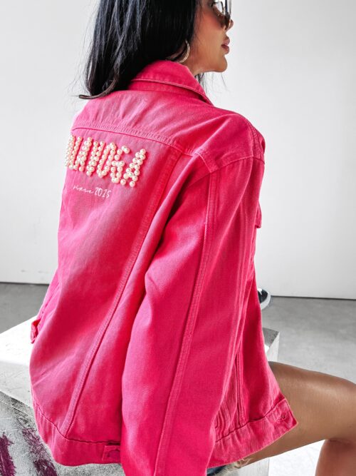 Kurtka/katana jeansowa Biser Ola Voga różowa