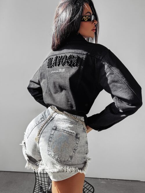 Kurtka/katana jeansowa Biser Ola Voga czarna