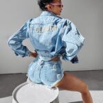 Kurtka/katana jeansowa Biser Ola Voga niebieska