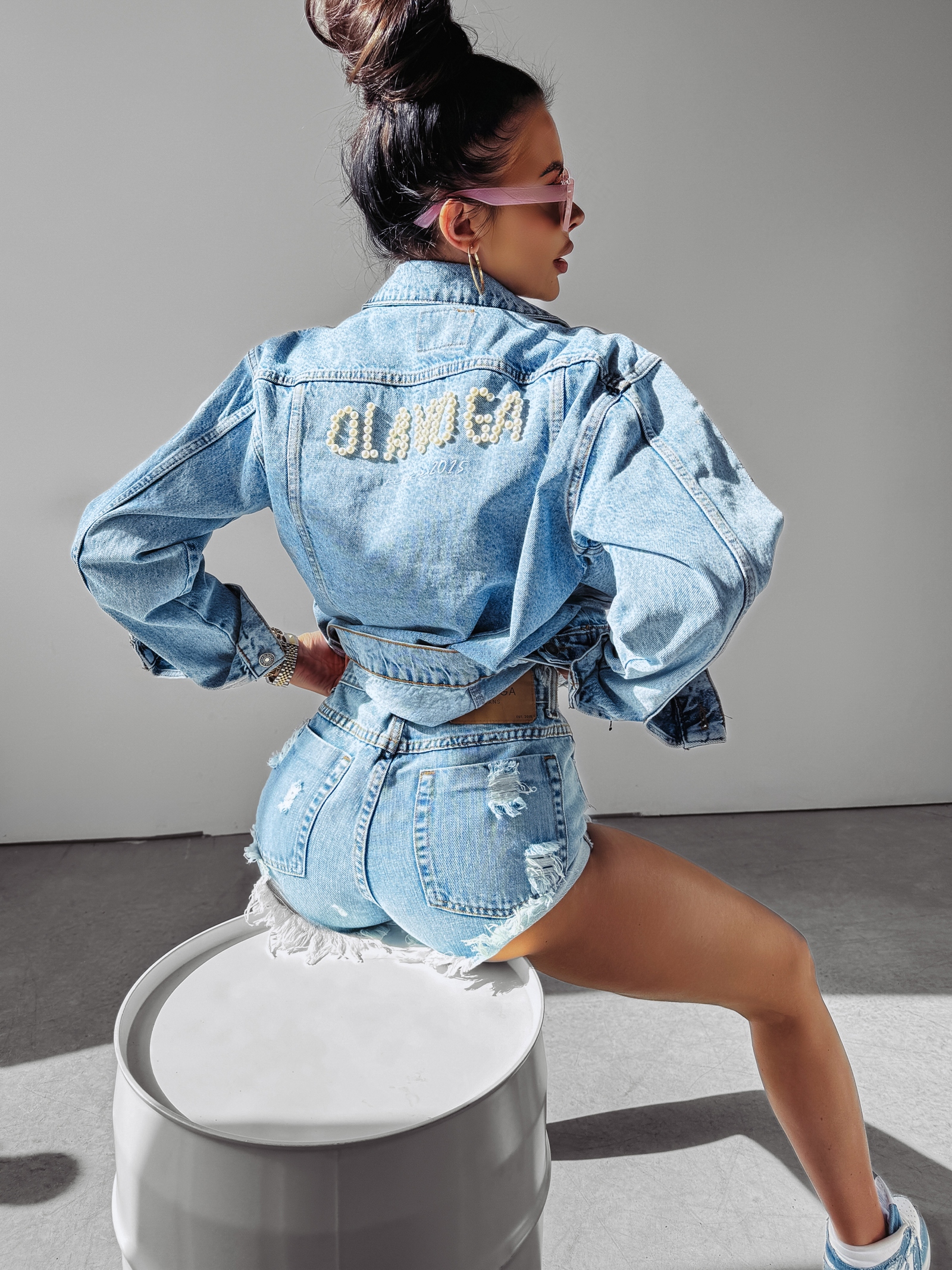 Kurtka/katana jeansowa Biser Ola Voga niebieska