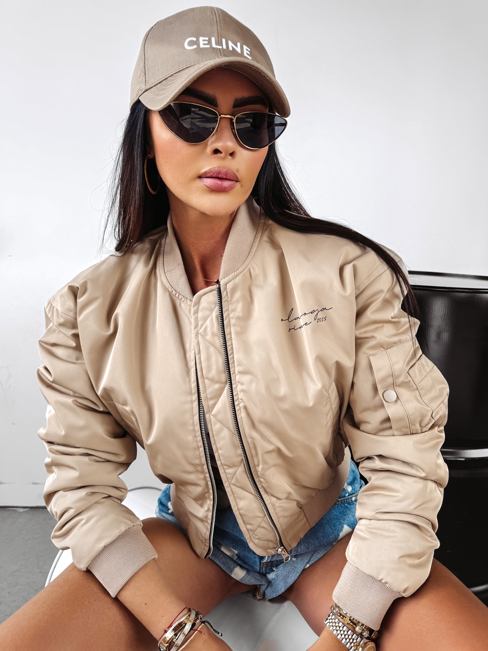 Kurtka bomber jacket Carlene Ola Voga beżowa Kurtka bomber jacket Carlene Ola Voga beżowa