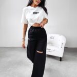 Spodnie damskie dresowe z wycięciem SCARLET OLAVOGA czarne