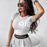 T-shirt dopasowany Estera Ola Voga szary melanż