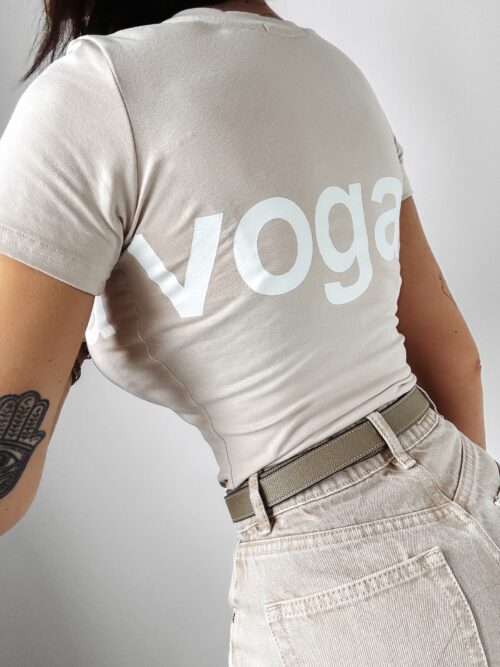 T-shirt dopasowany Estera Ola Voga beżowy