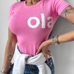 T-shirt dopasowany Estera Ola Voga różowy