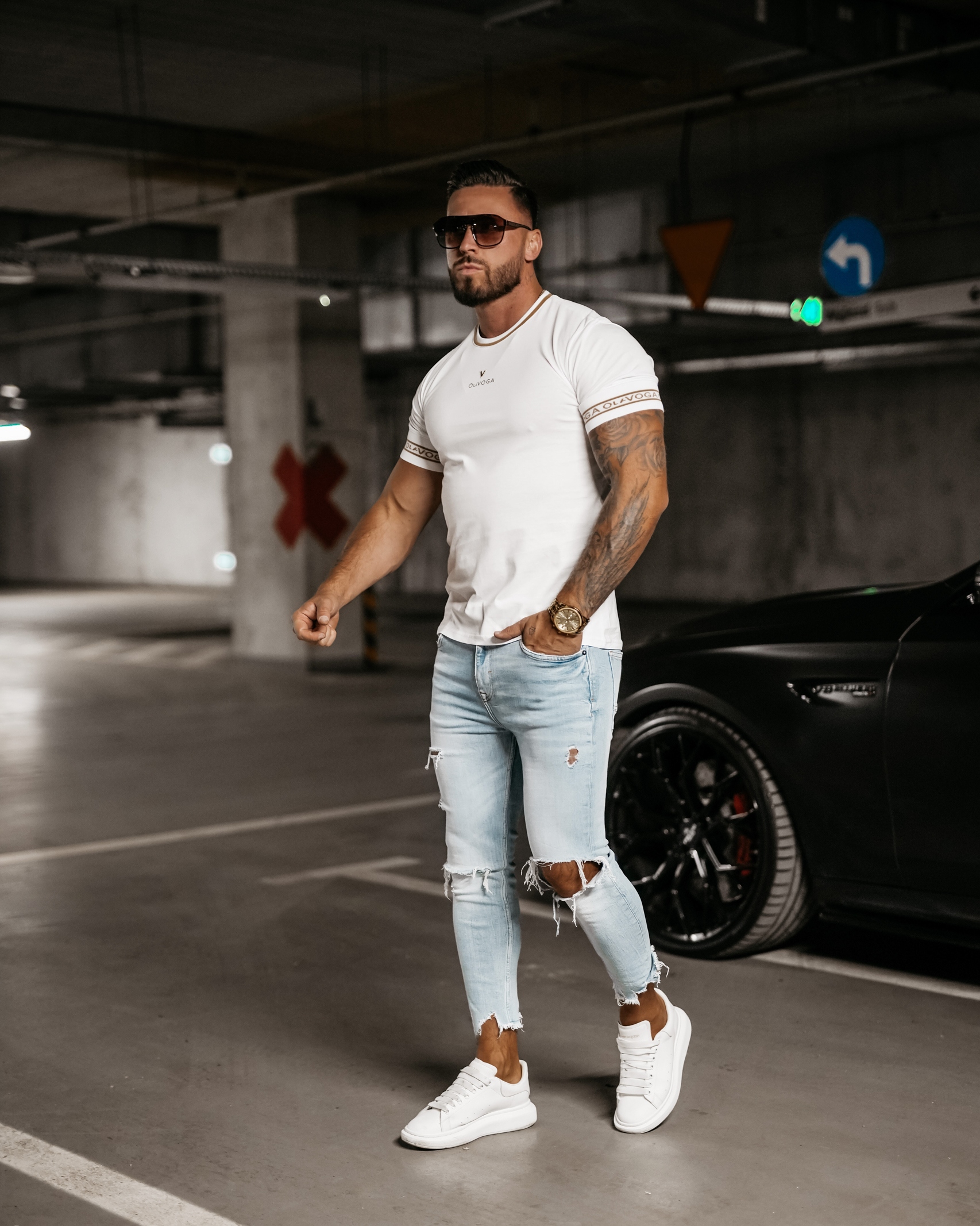 T-shirt męski slim fit SLS Ola Voga biały T-shirt męski slim fit SLS Ola Voga biały