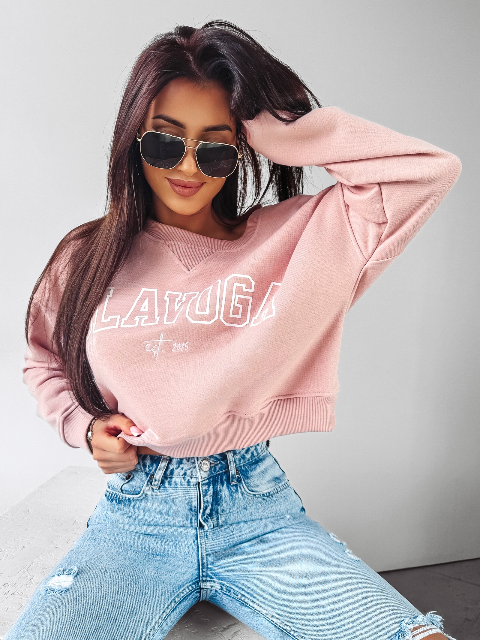 Bluza crewneck klasyczna Dreamer Ola Voga pudrowa
