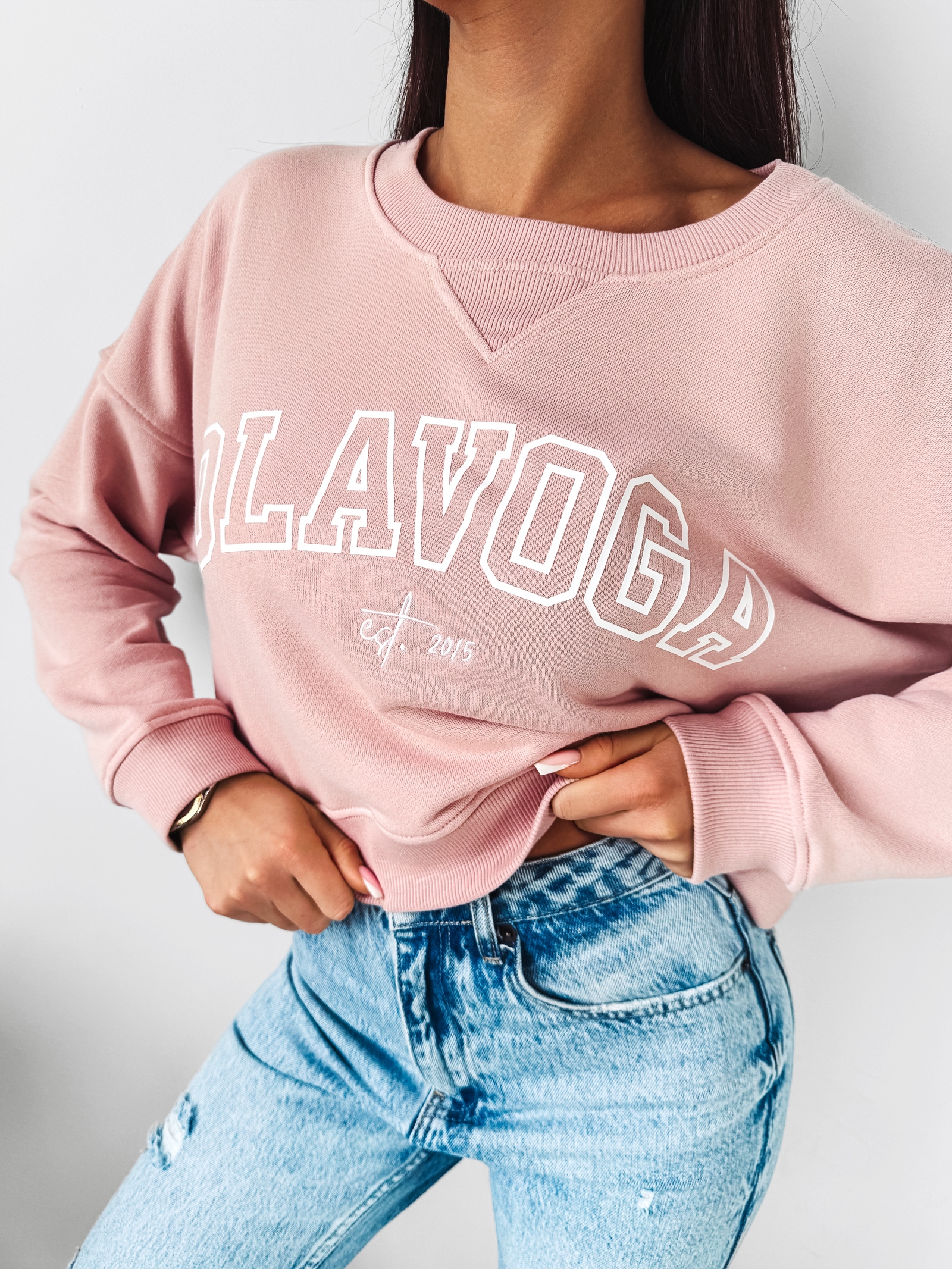 Bluza crewneck klasyczna Dreamer Ola Voga pudrowa Bluza crewneck klasyczna Dreamer Ola Voga pudrowa