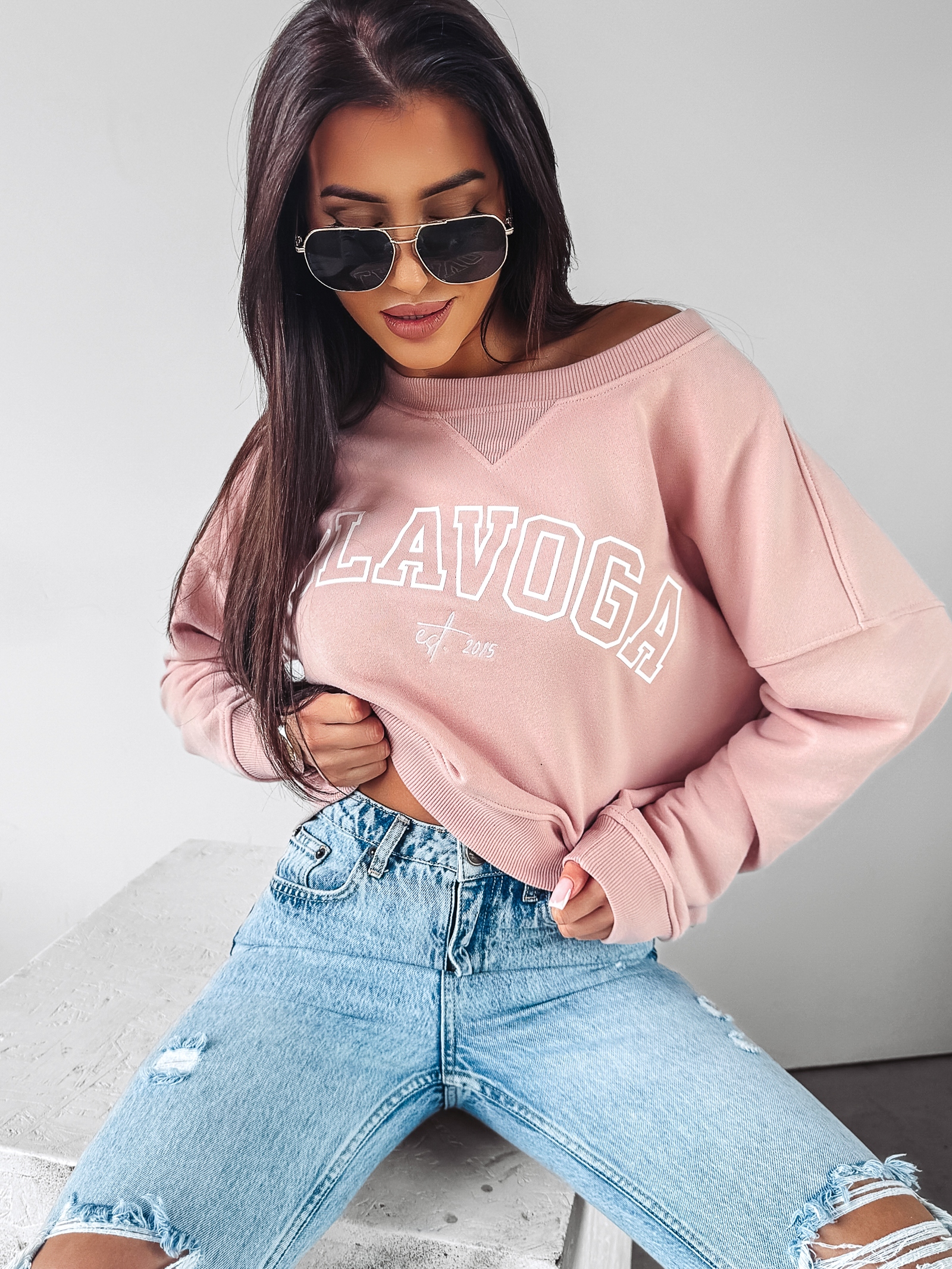 Bluza crewneck klasyczna Dreamer Ola Voga pudrowa Bluza crewneck klasyczna Dreamer Ola Voga pudrowa