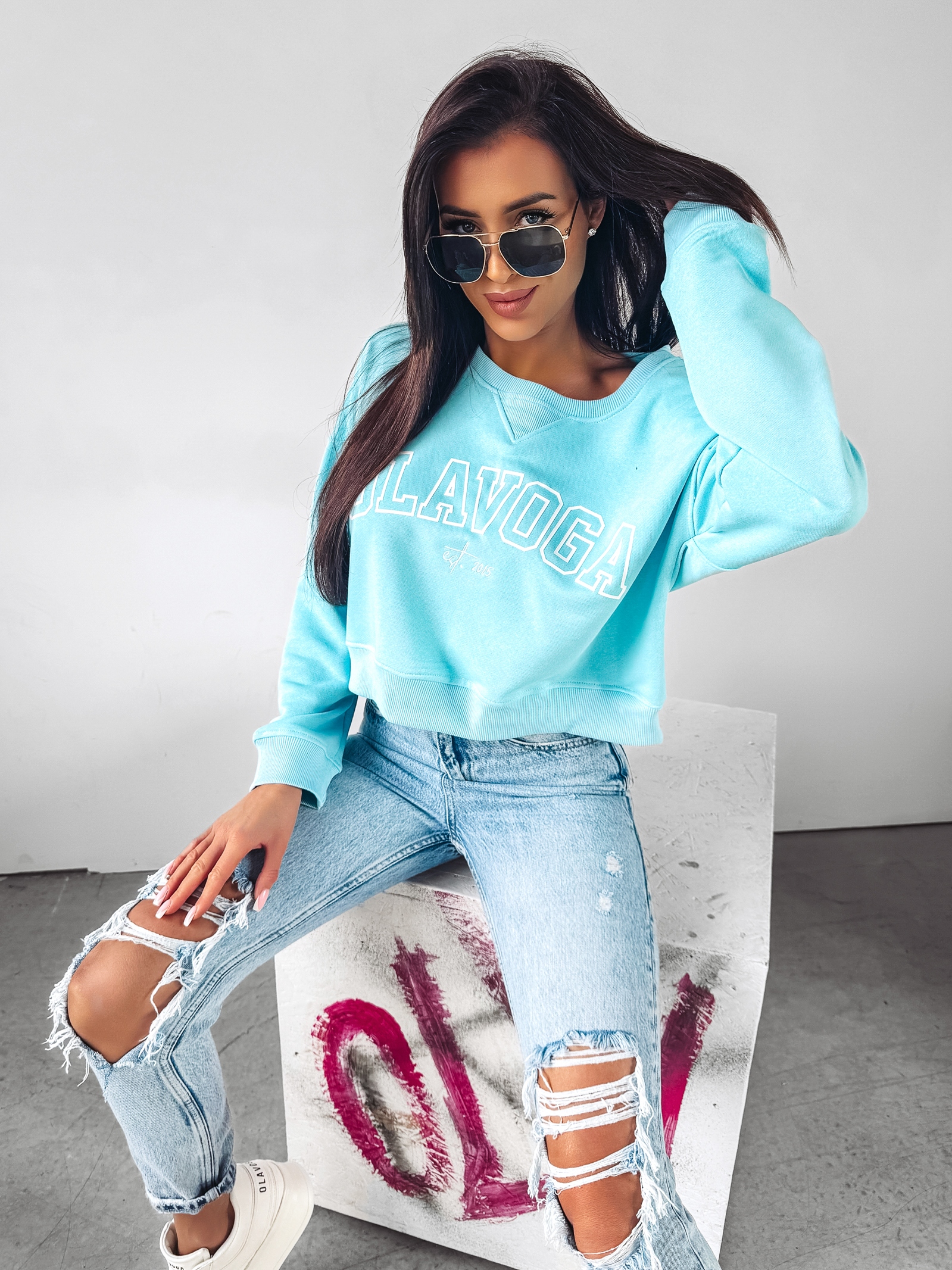 Bluza crewneck klasyczna Dreamer Ola Voga błękitna