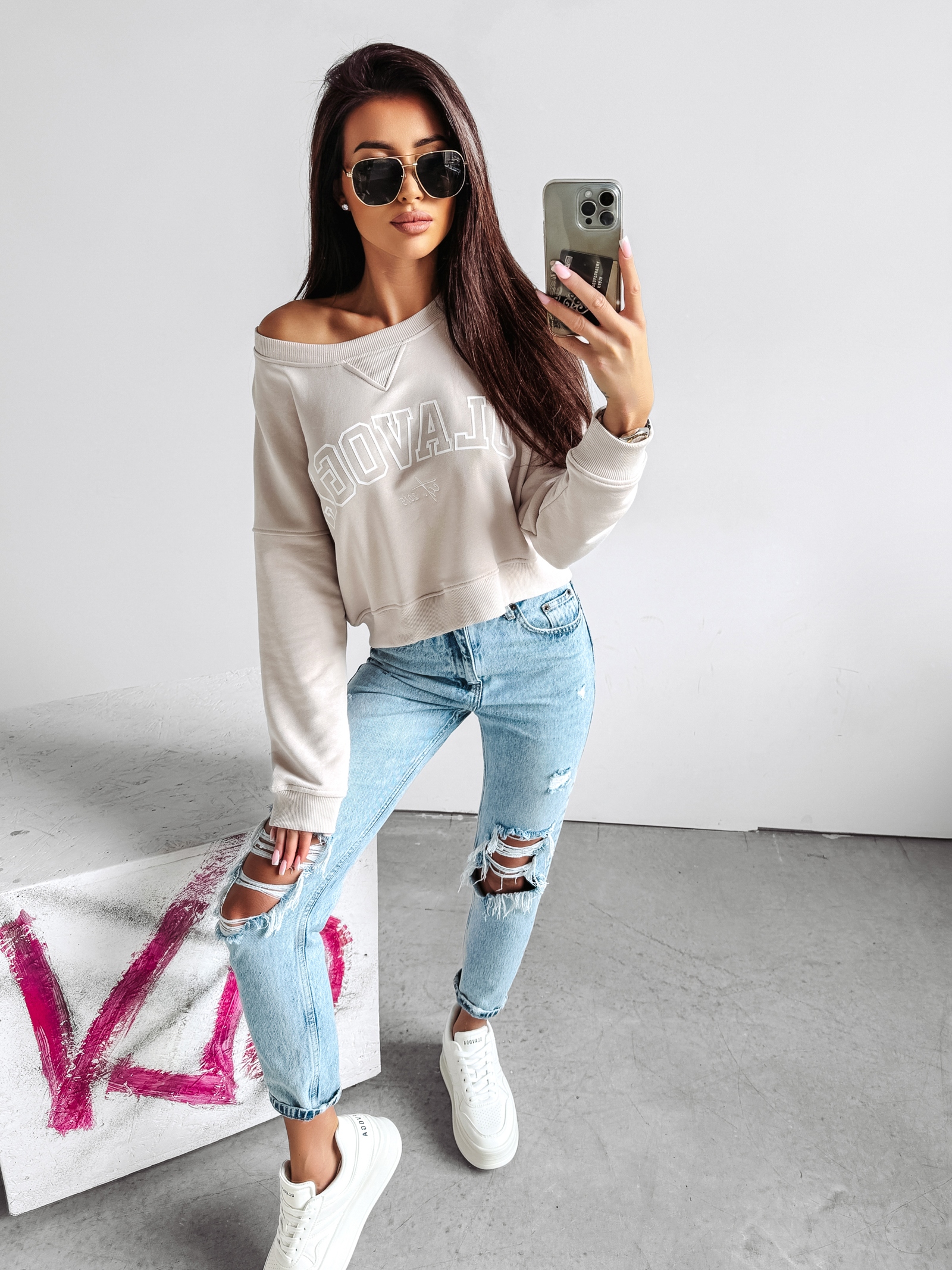 Bluza crewneck klasyczna Dreamer Ola Voga beżowa Bluza crewneck klasyczna Dreamer Ola Voga beżowa