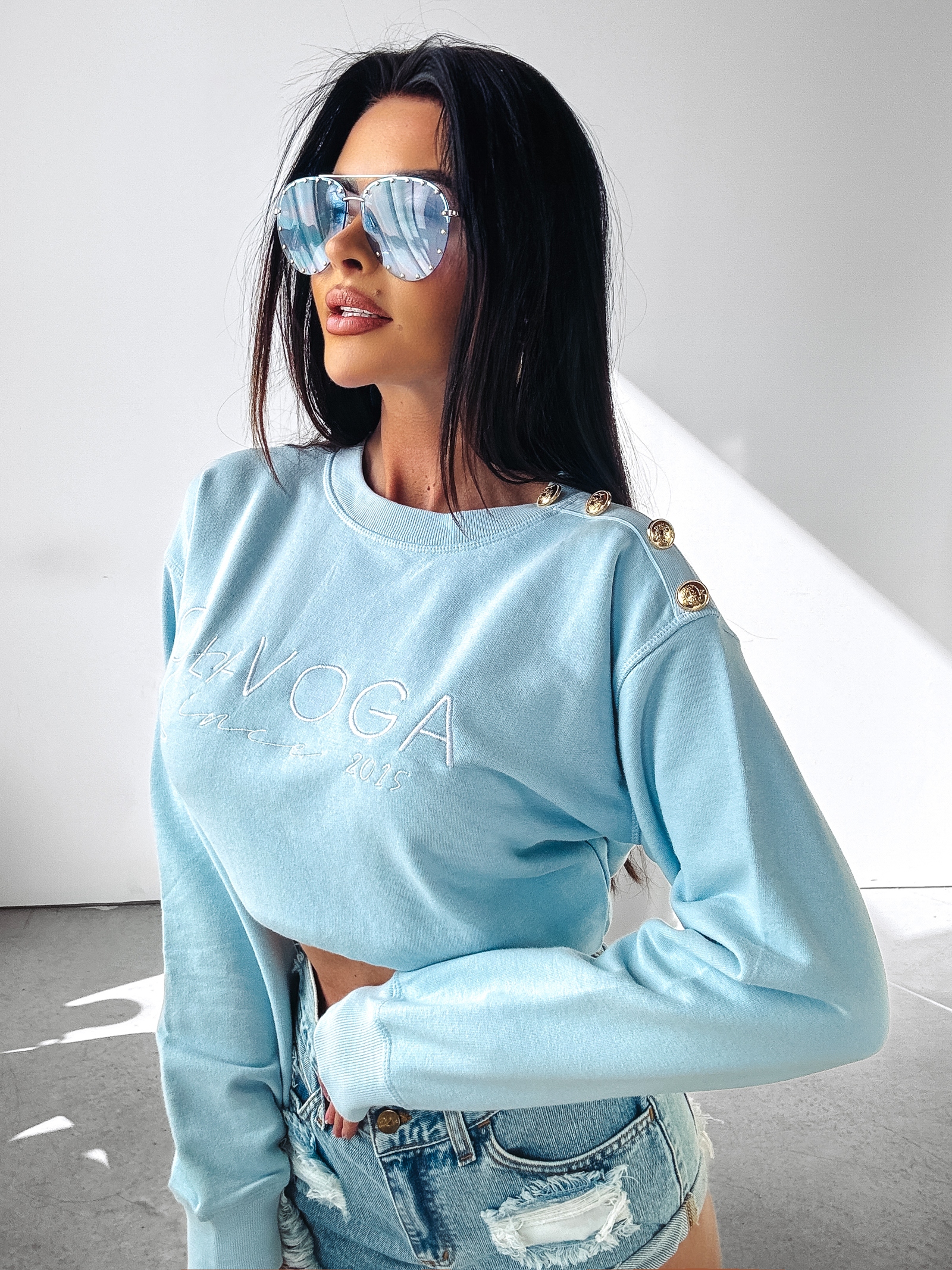 Bluza z haftem Lena Ola Voga błękitna