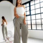 Spodnie szerokie Laver khaki