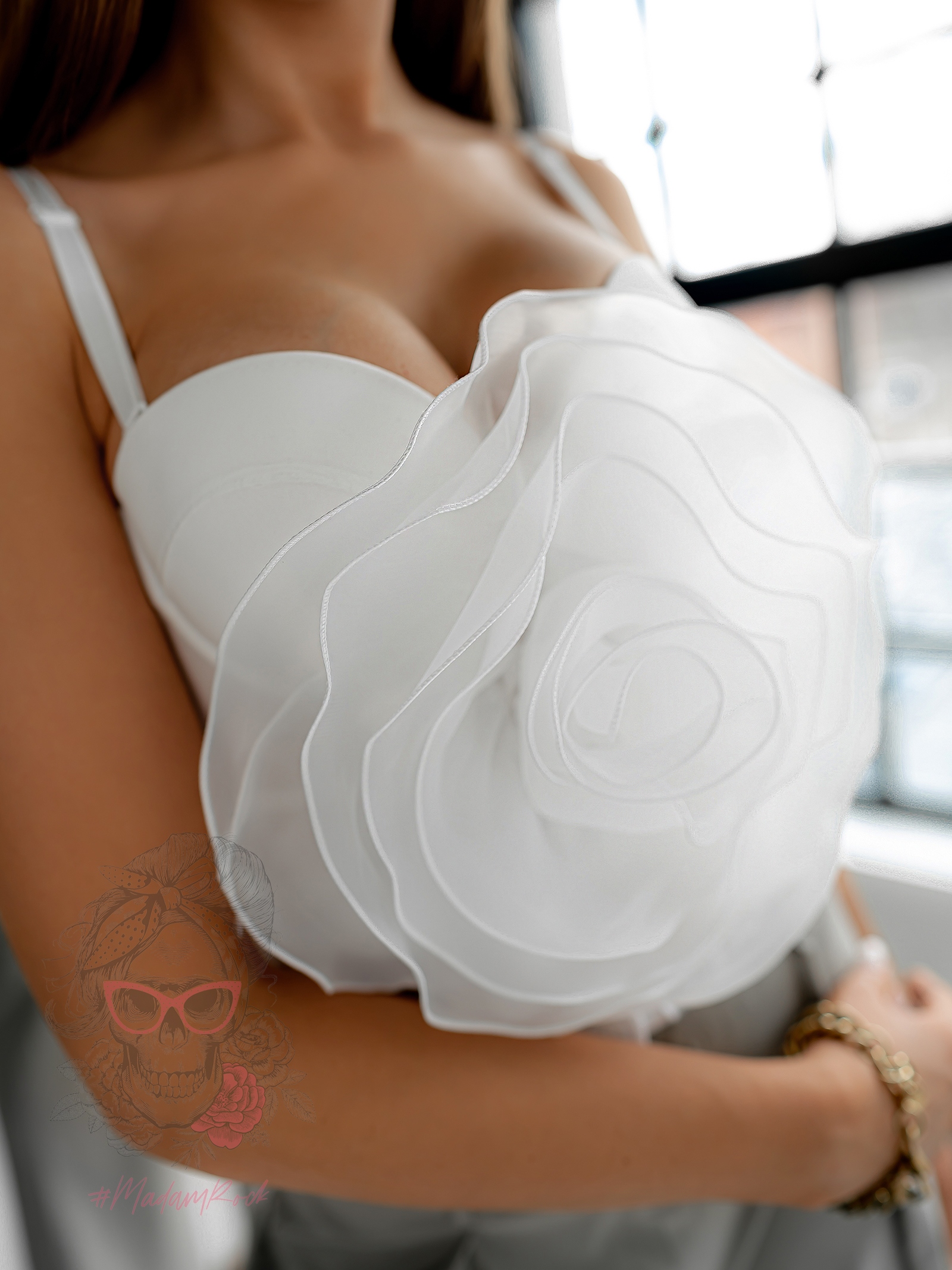 Gorset z kwiatem Balist biały