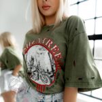 T-shirt dekatyzowany Harley khaki