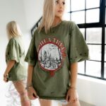 T-shirt dekatyzowany Harley khaki