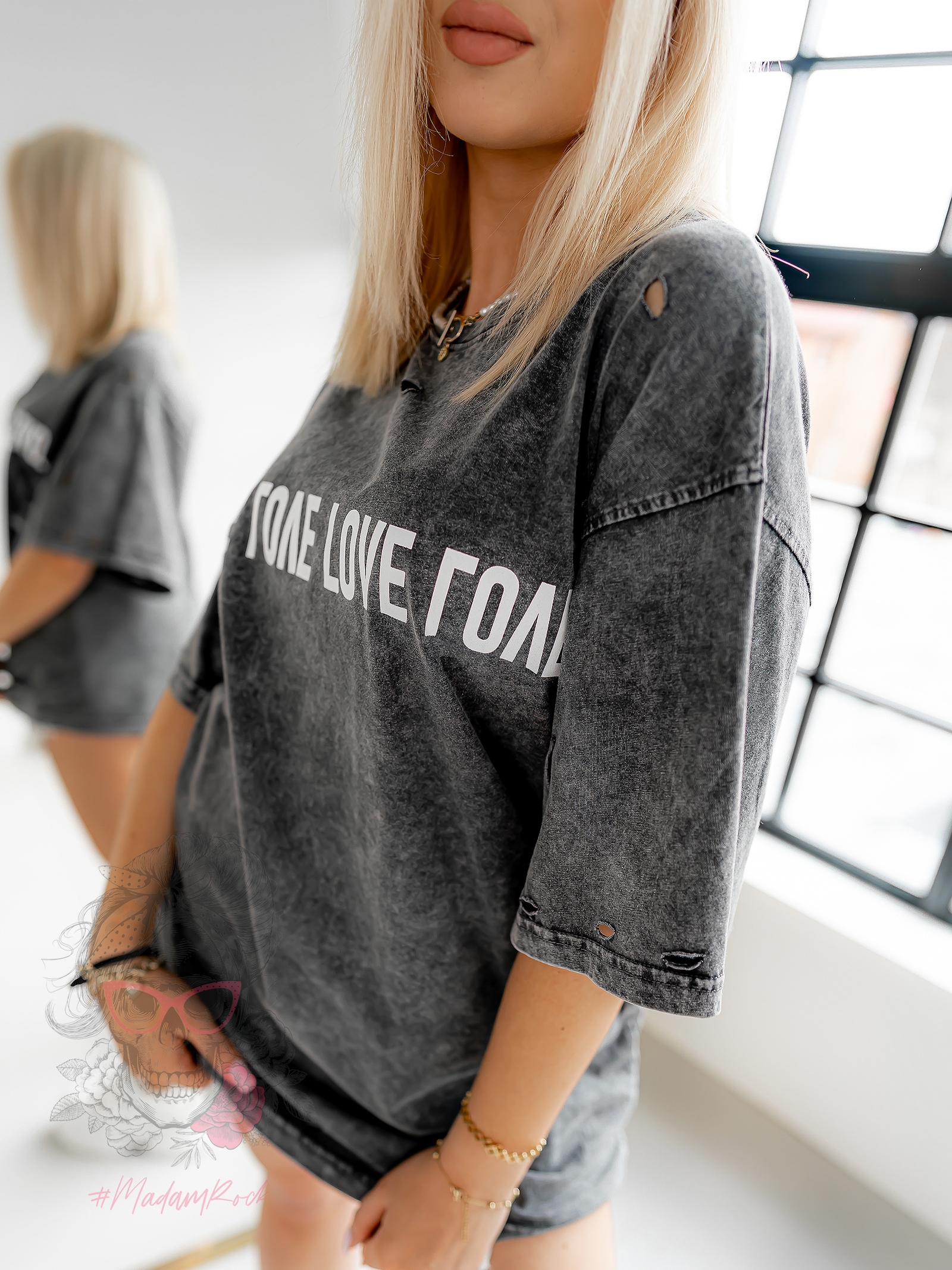 T-shirt dekatyzowany Draf Love grafitowy