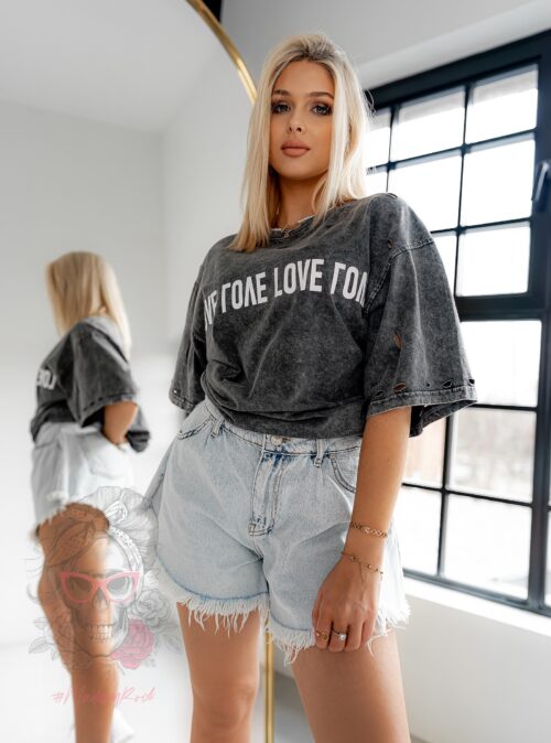 T-shirt dekatyzowany Draf Love grafitowy