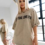 T-shirt dekatyzowany Draf Love beżowy